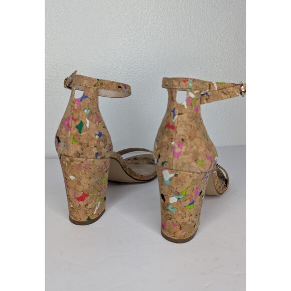 Kelly & Katie Hailee Sandals Block Heel Speckled Cork Size 7 Feminine Coquette - Picture 5 of 9